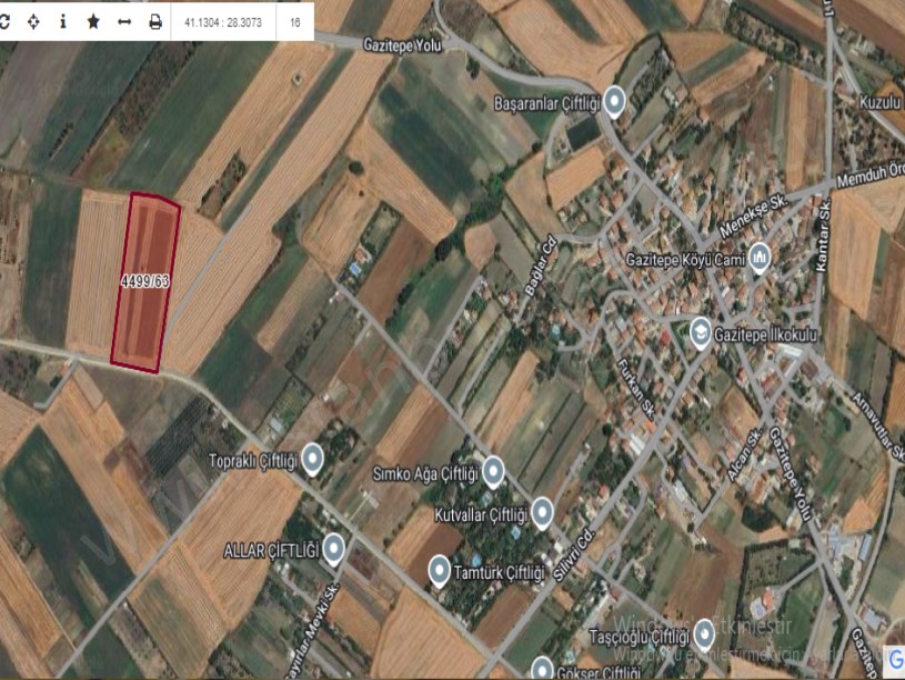 Silivri Gazitepede Satılık Tarla ,  21,800 M2 Müstakil Yola Cephe Merkezde