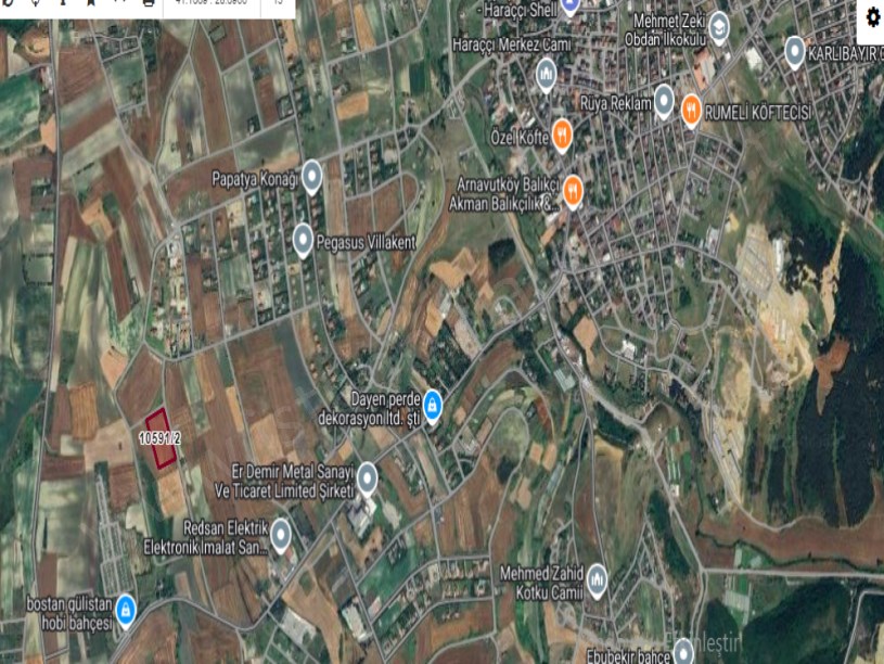 Arnavutköy Haraççıda Satılık Arsa , 807 M2 Villa İmarlı Yola Cephe 