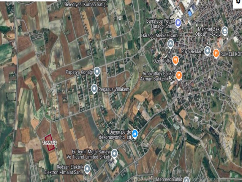 Arnavutköy Haraççıda Satılık Arsa , 807 M2 Villa İmarlı Yola Cephe 