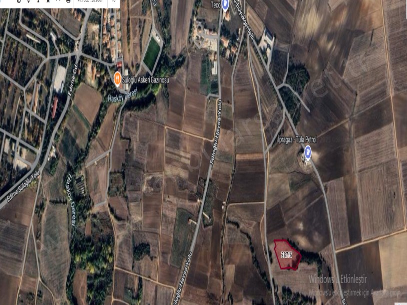 Edirne Süloğlu Şafak Mah Satılık Arsa , 1,938 m2 Hisseli Meraya Cephe