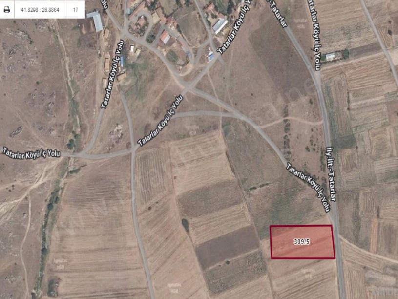 Edirne Süloğlu Tatarlar Köyünde Satılık Tarla , 5,683 m2 Cadde Cephe Müstakil