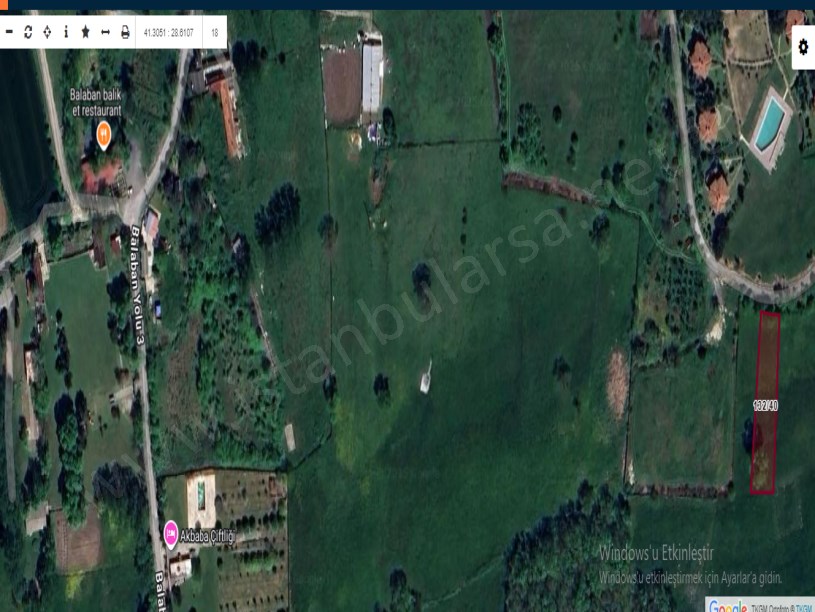 Arnavutköy Balabanda Satılık Arsa , 1,100 M2 Müstakil Yola Cephe 