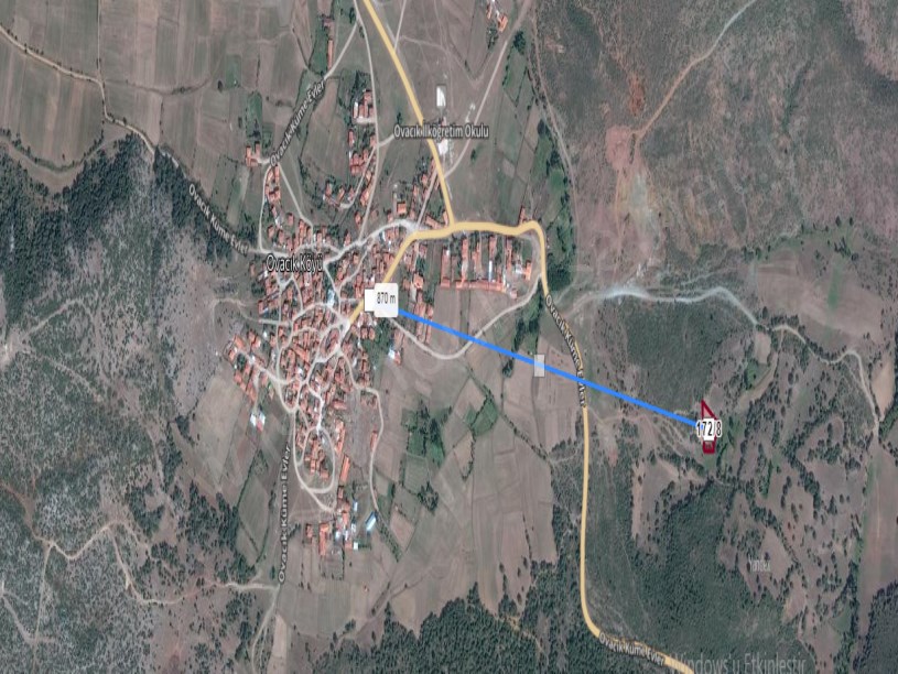 Kütahya Tavşanlı Ovacık Köyünde Satılık Tarla  , 1,478 m2 Müstakil