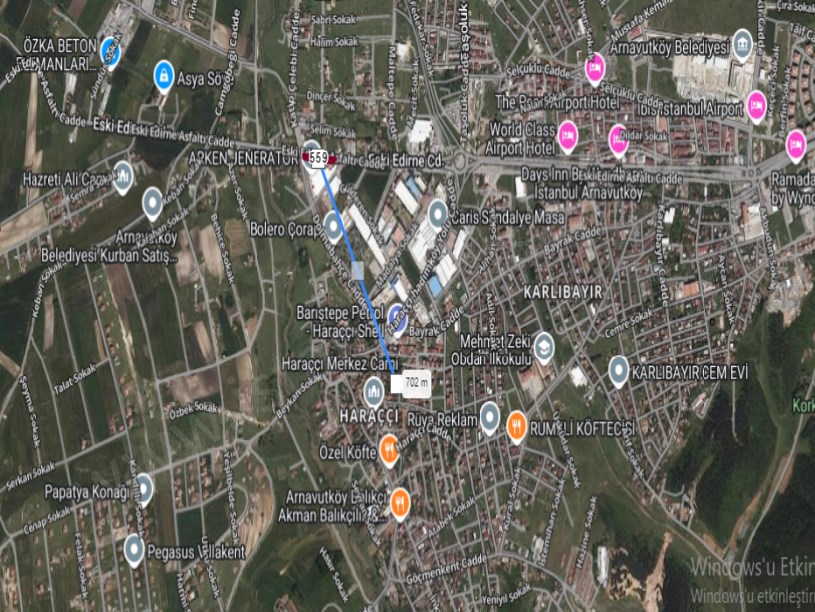 Arnavutköy Haraççıda Satılık Arsa , 1,484 M2  Cadde Cephe İmarlı Müstakil