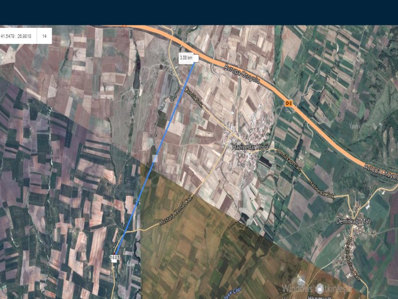 Kırklareli Babaeski Hazinedar Köyünde Satılık Tarla , 3,800 m2 Cadde Cephe Müstakil