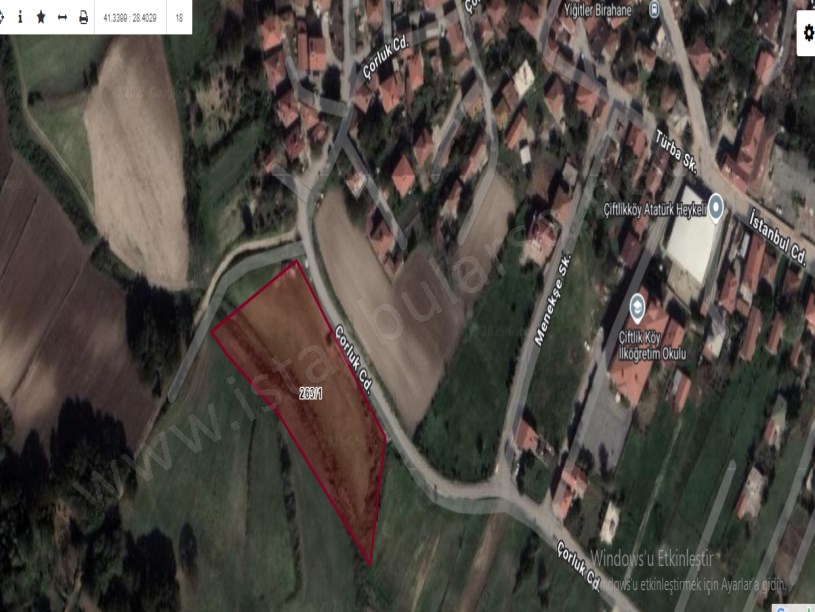 Çatalca Çiftlikköyde Satılık Arsa , 1,144 m2 Asfalt Cephe  Merkezde Hisseli
