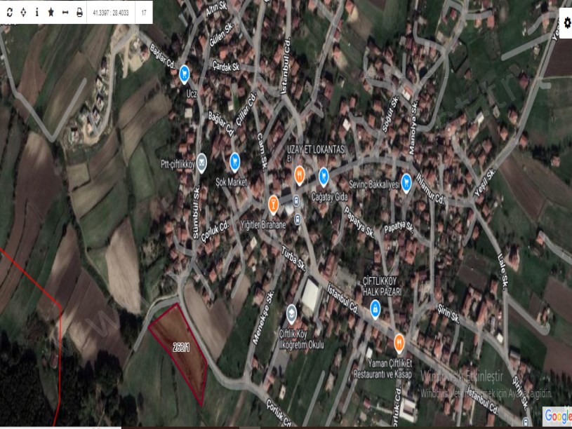 Çatalca Çiftlikköyde Satılık Arsa , 1,144 m2 Asfalt Cephe  Merkezde Hisseli