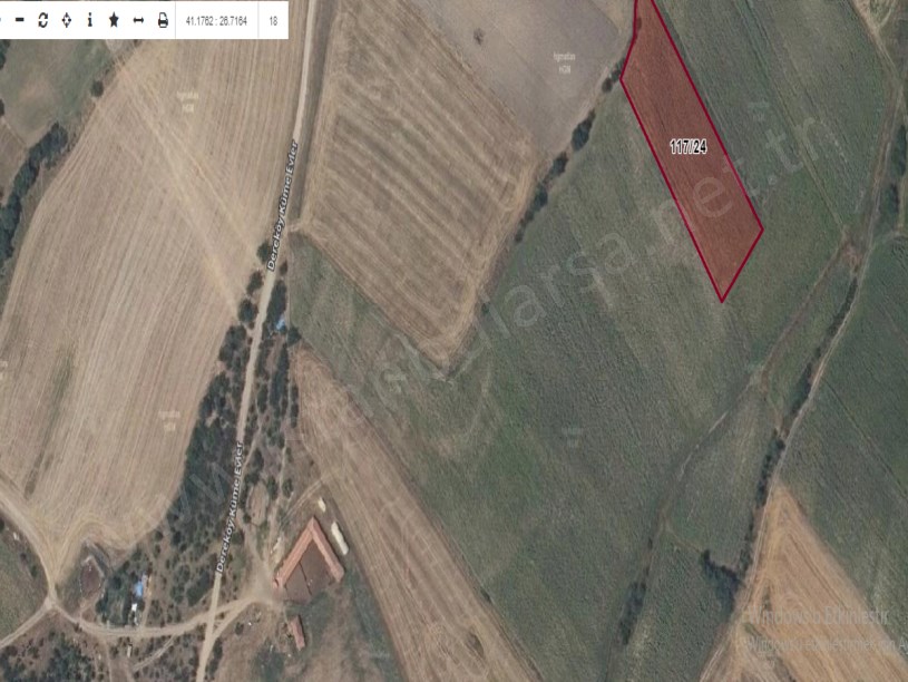 Edirne Uzunköprü Dereköy Köyü Satılık Tarla , 3,700 M2 Müstakil  Yola Cephe 