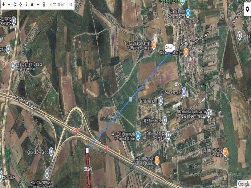 Çatalca İzzettinde Satılık Arsa , 1000 m2 Çevrili Çaplı Hisseli