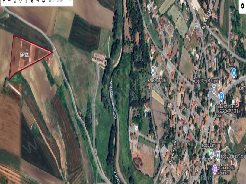 Çatalca İnceğizde Satılık Arsa , 606 M2 Çaplı Çevrili Yolu Mevcut 