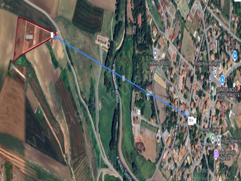 Çatalca İnceğizde Satılık Arsa , 606 M2 Çaplı Çevrili Yolu Mevcut 