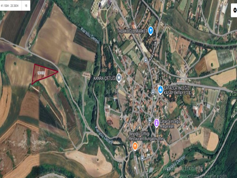 Çatalca İnceğizde Satılık Arsa , 606 M2 Çaplı Çevrili Yolu Mevcut 