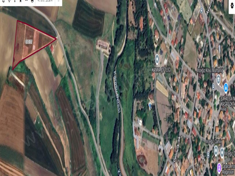 Çatalca İnceğizde Satılık Arsa , 606 M2 Çaplı Çevrili Yolu Mevcut 