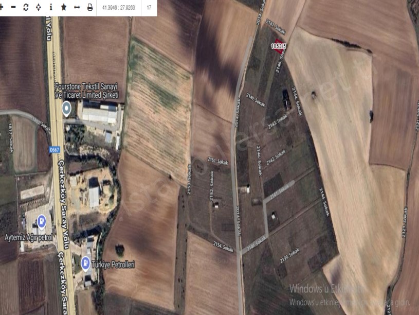 Tekirdağ Saray Büyükyoncalı Mah Satılık Arsa , 253 M2 Müstakil Yolu Var