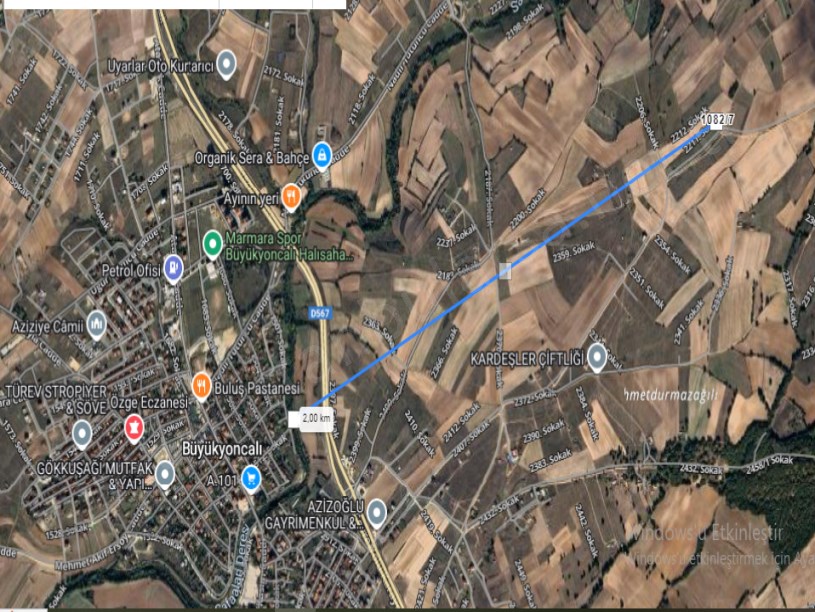 Tekirdağ Saray Büyükyoncalı Mah Satılık Arsa , 377 M2 Evlerin Yakını Yolu Var