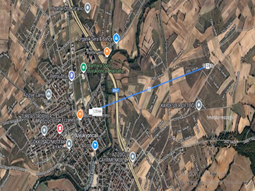 Tekirdağ Saray Büyükyoncalı Mah Satılık Arsa , 299 m2 Yolu Var Müstakil