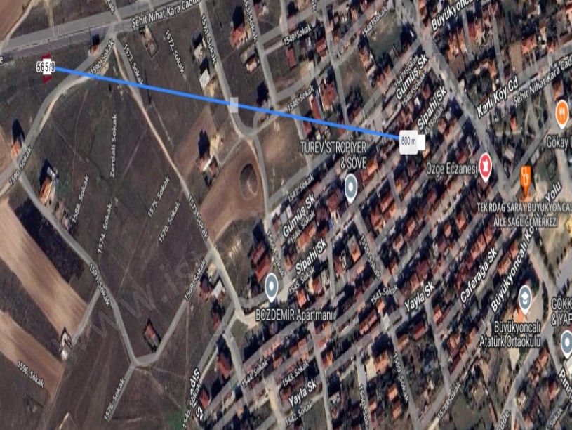 Tekirdağ Saray Büyükyoncalı Mah Satılık Arsa , 201 M2 Asfalt Caddeye Cephe Müstakil