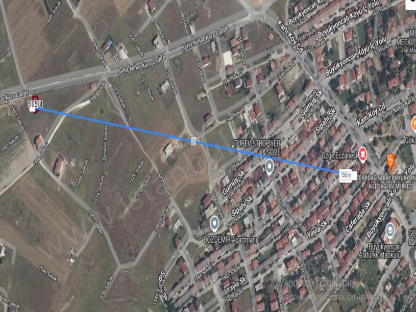 Tekirdağ Saray Büyükyoncalı Mah Satılık Arsa , 241 M2 Cadde Cephe Merkezde