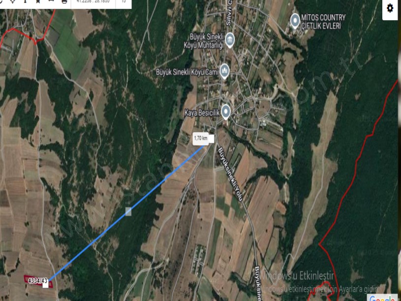 Silivri BüyükSineklide Satılık Arsa , 360 M2 Kadastro Yola Cephe