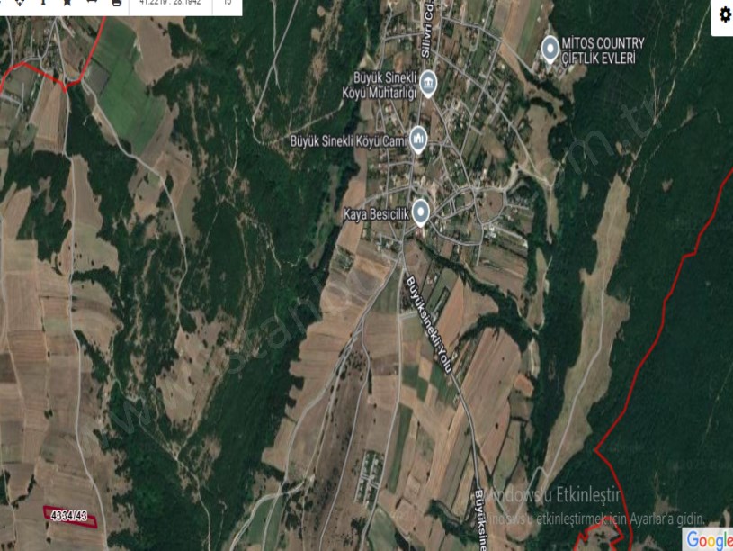 Silivri BüyükSineklide Satılık Arsa , 360 M2 Kadastro Yola Cephe