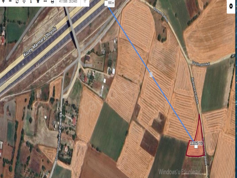 Silivri Fenerköyde Satılık Tarla , 3,550 m2 Müstakil Yola Cephe