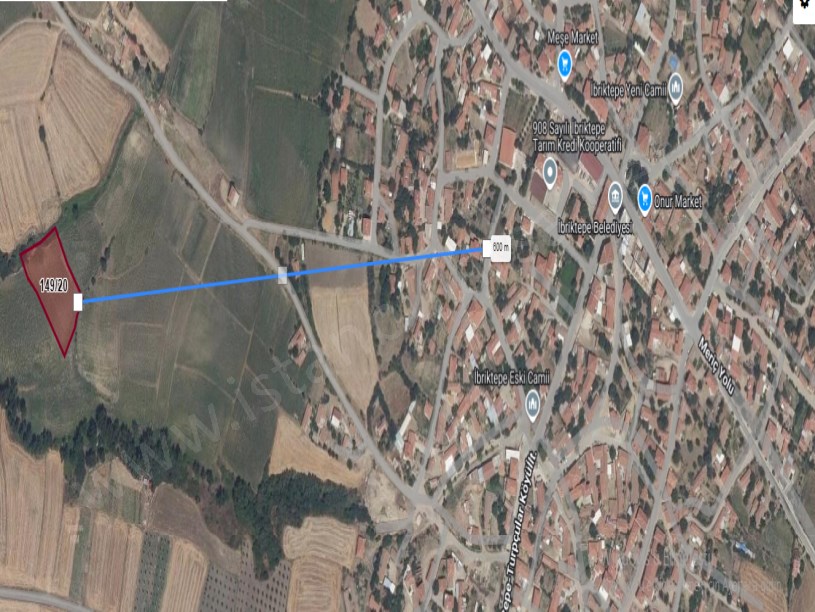 Edirne İpsala İbriktepe Köyü Satılık Tarla , 4 Dönüm Müstakil Köy Dibinde