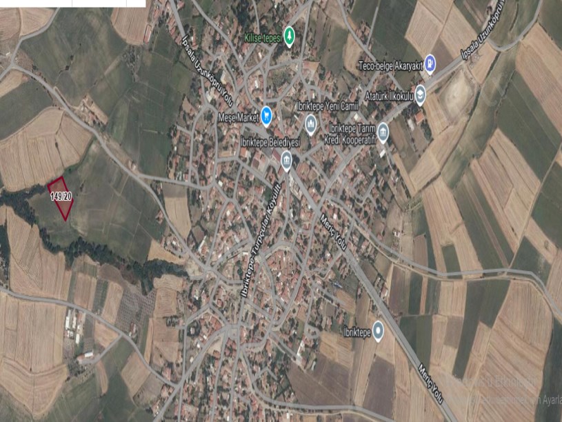 Edirne İpsala İbriktepe Köyü Satılık Tarla , 4 Dönüm Müstakil Köy Dibinde