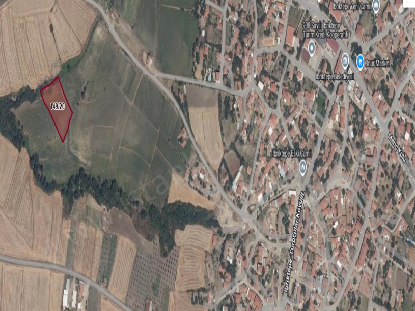 Edirne İpsala İbriktepe Köyü Satılık Tarla , 4 Dönüm Müstakil Köy Dibinde