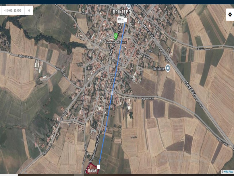 Edirne İpsala İbriktepe Köyü Satılık Arsa , 435 m2 Asfalt cephe  Hisseli