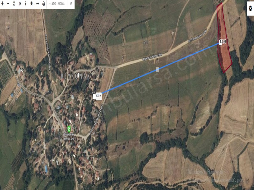 Edirne Uzunköprü Beykonak Köyünde Satılık Arsa , 550 m2 Yolu Var Köye Yakın