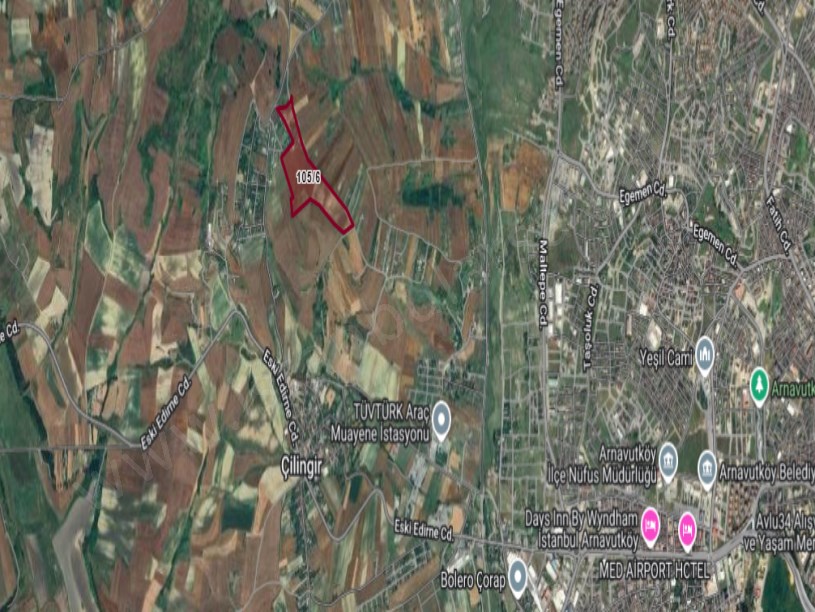 Arnavutköy Çilingirde Satılık Arsa , 1,270 M2 Çevrili Cadde Cephe 