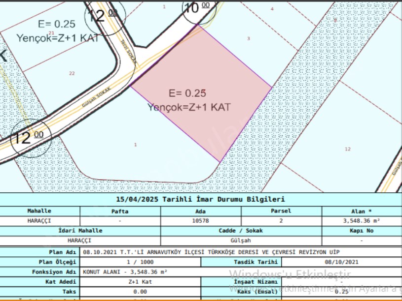 Arnavutköy Haraççıda Satılık Arsa , 3,548 M2 Müstakil İmarlı