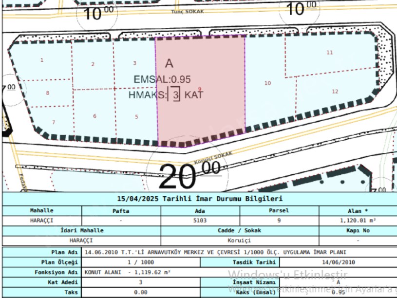 Arnavutköy Haraççıda Satılık Arsa ,1,120 M2 Müstakil 3 Kat İmarlı Merkezde