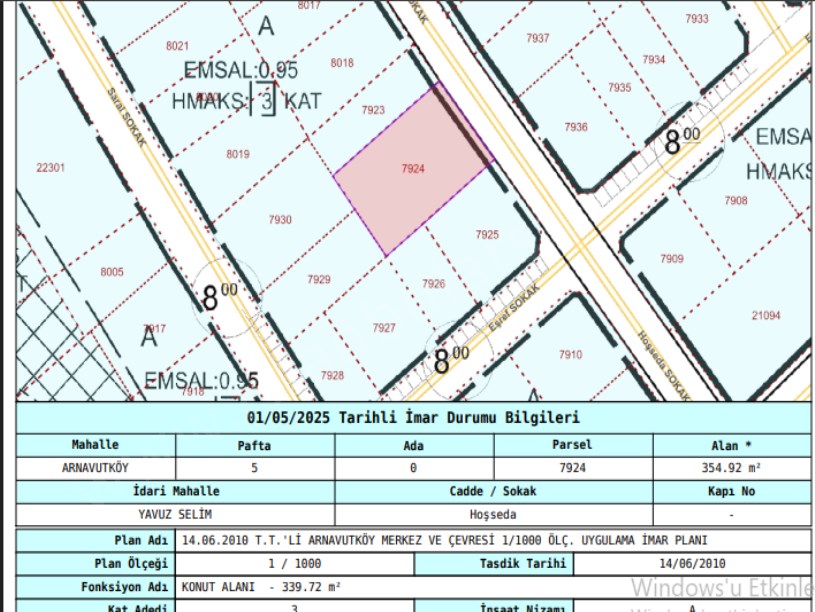 Arnavutköy Yavuzselim Mah Satılık Arsa , 356 m2 3 Kat İmarlı Müstakil