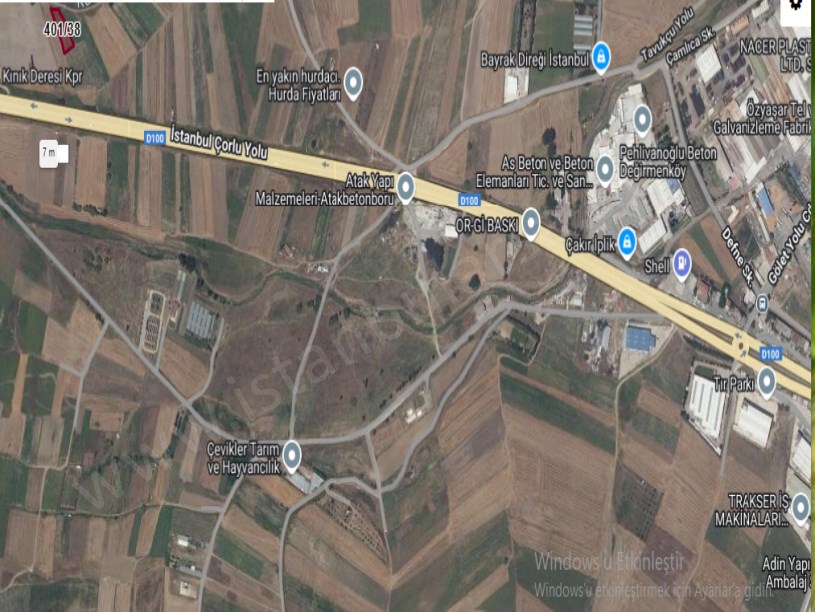 Silivri Değirmenköyde Satılık Tarla , 1,307 M2 Müstakil Yolu Var Çevrili