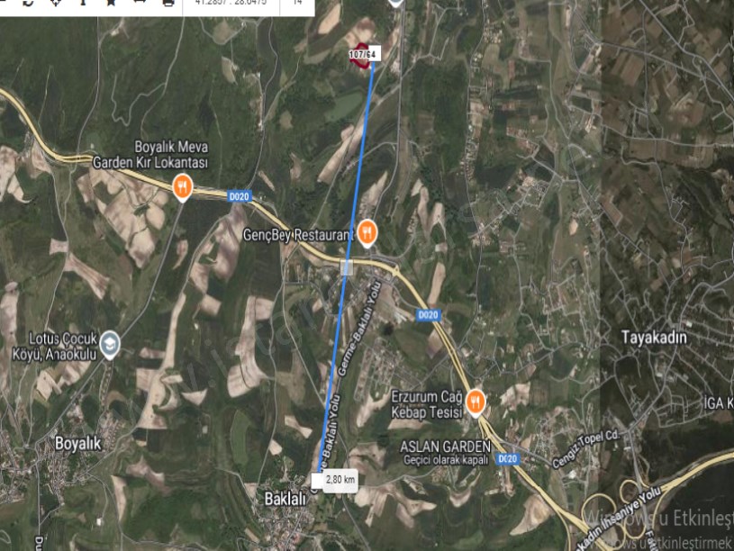 Arnavutköy Baklalıda Satılık Arsa , 1,425 M2 Çaplı Yolu Var Evlerin Yakını