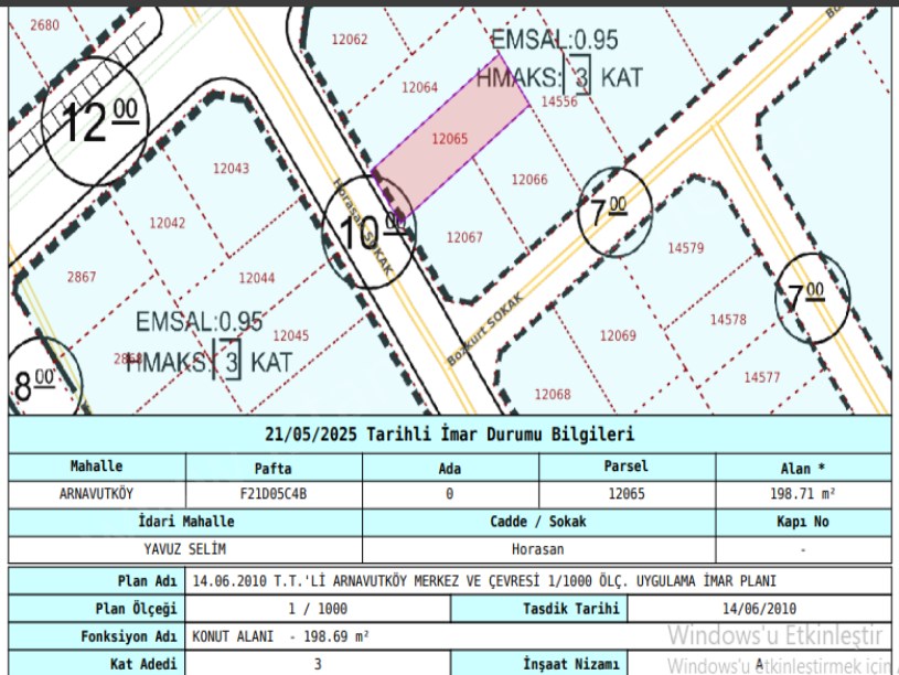 Arnavutköy Yavuzselim Mah Satılık Arsa , 199 M2 Müstakil Merkezde İmarlı