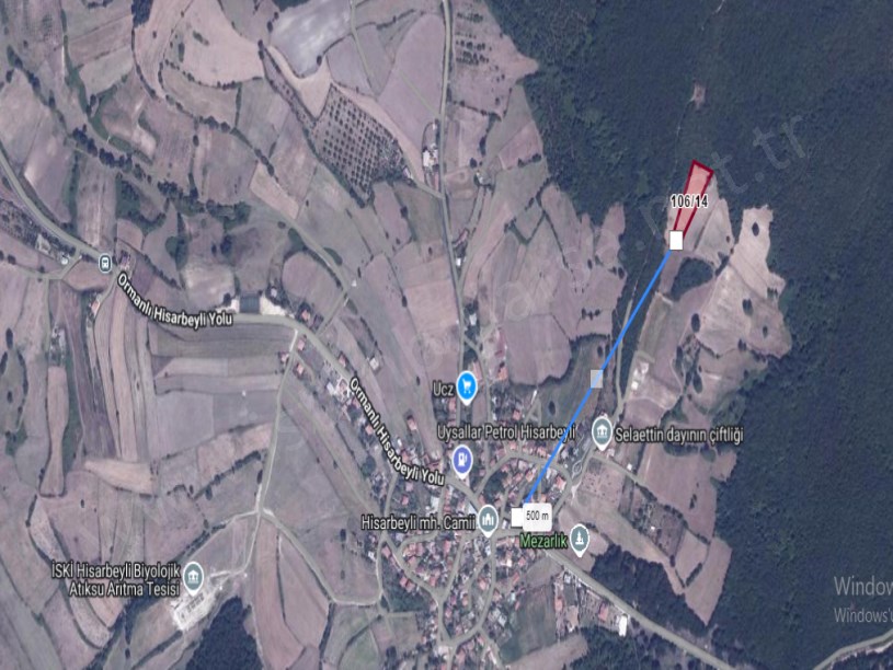 Çatalca Hisarbeylide Satılık Arsa , 362 M2  Yolu Var Hisseli