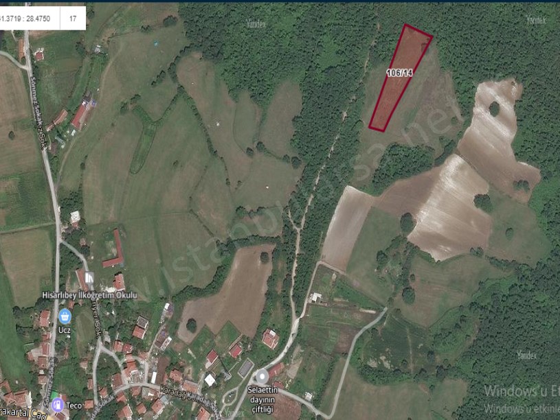 Çatalca Hisarbeylide Satılık Arsa , 362 M2  Yolu Var Hisseli