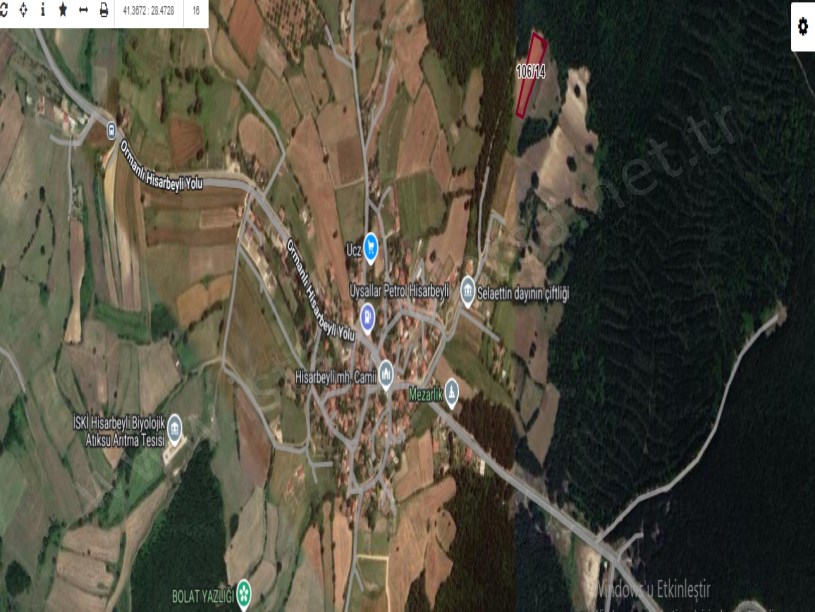Çatalca Hisarbeylide Satılık Arsa , 362 M2  Yolu Var Hisseli