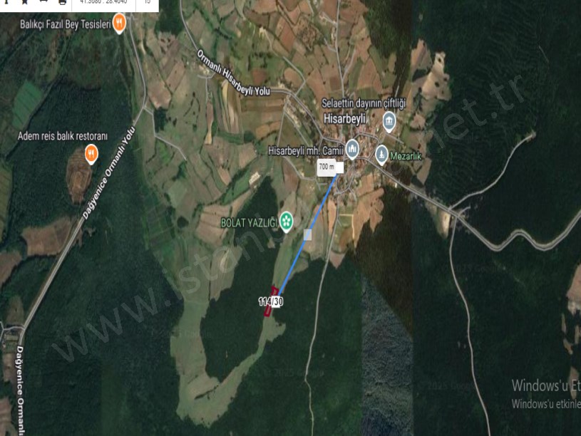 Çatalca Hisarbeylide Satılık Arsa , 488 M2 Çaplı Çevrili Hisseli
