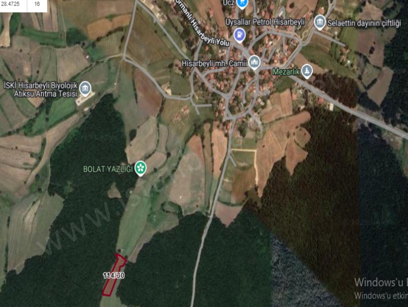 Çatalca Hisarbeylide Satılık Arsa , 488 M2 Çaplı Çevrili Hisseli