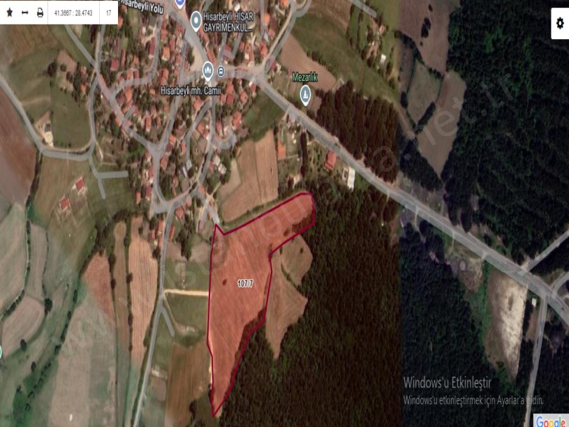 Çatalca Hisarbeylide Satılık Arsa , 355 m2 Merkezde Çaplı Yolu Var