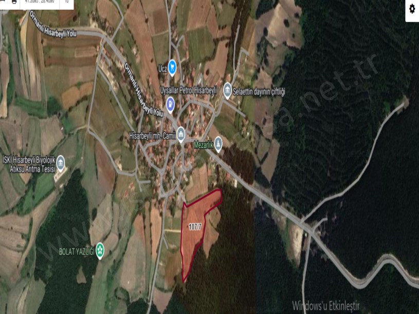 Çatalca Hisarbeylide Satılık Arsa , 355 m2 Merkezde Çaplı Yolu Var