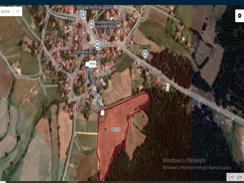 Çatalca Hisarbeylide Satılık Arsa , 355 m2 Merkezde Çaplı Yolu Var