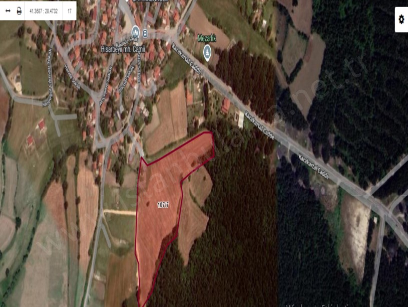 Çatalca Hisarbeylide Satılık Arsa , 355 m2 Merkezde Çaplı Yolu Var
