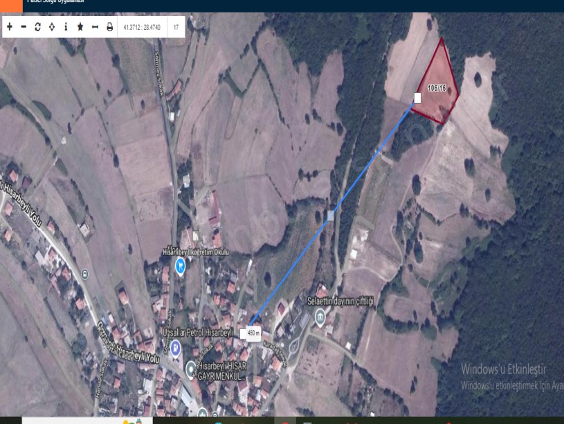 Çatalca Hisarbeylide Satılık Arsa , 500 m2 Çapı Yolu Mevcut 