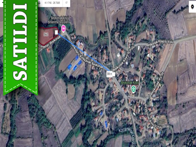 Edirne Uzunköprü Beykonak Köyünde Satılık Arsa , 1,068 m2 Çaplı Yolu Var
