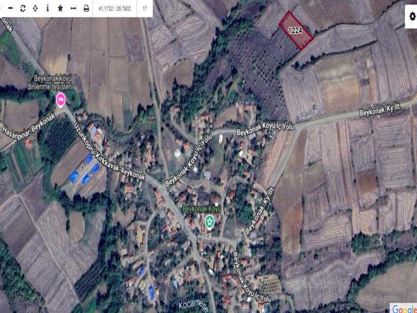 Edirne Uzunköprü Beykonak Köyünde Satılık Arsa , 325 M2 Çaplı