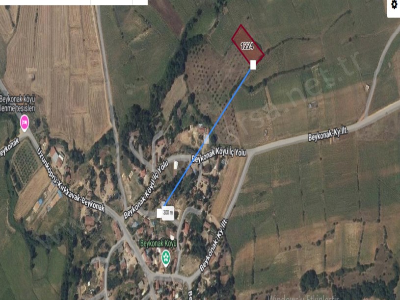 Edirne Uzunköprü Beykonak Köyünde Satılık Arsa , 325 M2 Çaplı